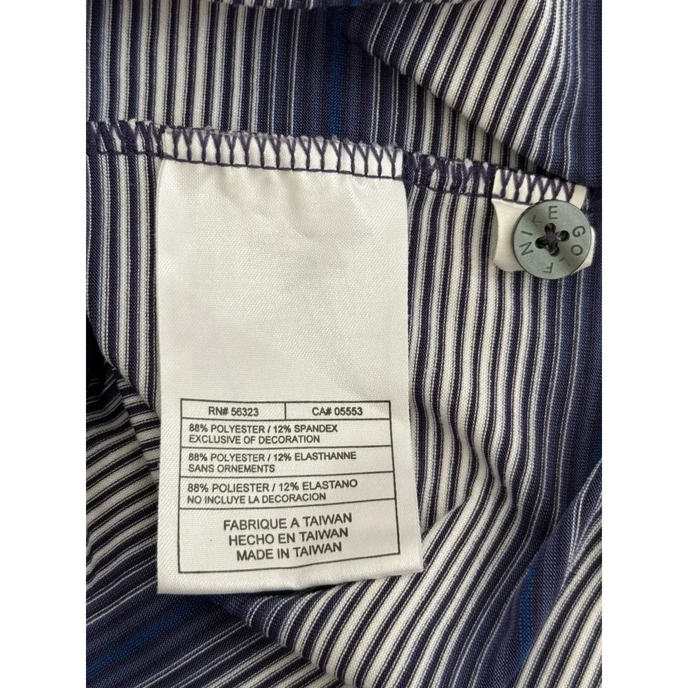 NIKE Dri-Fit UV Protection Men's M Short Sleeve Golf‎ Polo Purple White Stripes